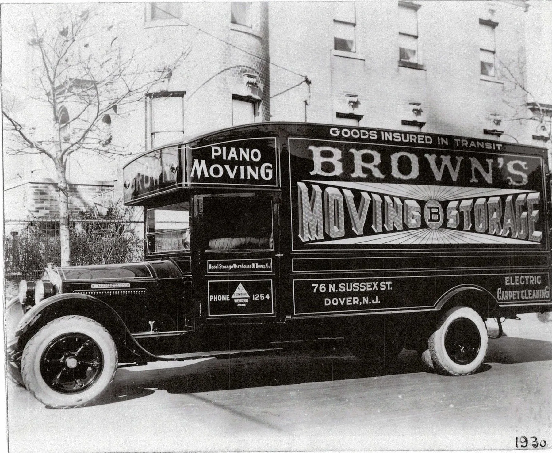 1930 - Piano moving a specialty. Goods insured in transit.